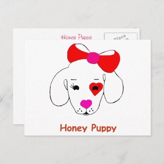 Honey Puppy Postcard Postkarte (Vorne/Hinten)