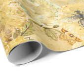 Honey Queen Bee Floral Honeycomb Gold Geschenkpapier (Rolleneckpunkt)