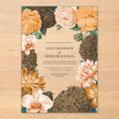 Honey Rose, Apricot Fleur & Toffee Bloom Wedding Acryleinladungen (Vorderseite)