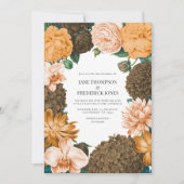 Honey Rose, Apricot Fleur & Toffee Bloom Wedding Einladung (Vorderseite)