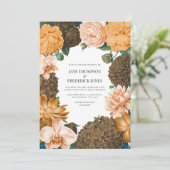 Honey Rose, Apricot Fleur & Toffee Bloom Wedding Einladung (Stehend Vorderseite)