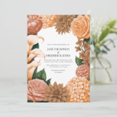 Honey Rose, Apricot Fleur & Toffee Bloom Wedding Einladung (Stehend Vorderseite)