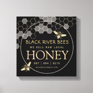 Honey Sign Beekeeper Gold Honeycomb Bienen Leinwanddruck