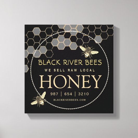 Honey Sign Beekeeper Gold Honeycomb Bienen Leinwanddruck (Vorderseite)