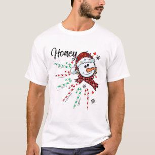 Honey Snowman Candy Cane Weihnachten Weihnachten W T-Shirt