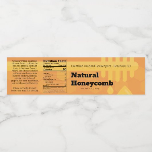 Honey Spoon Comb Honey Box Label Wasserflaschenetikett (Einzelnes Label)