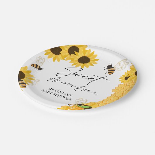 Honey Sweet Wie es kann Baby Dusche Pappteller (Schrägansicht)