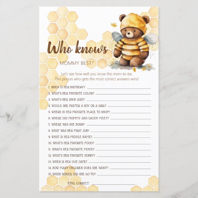 Honey Teddy Bär Wer kennt MOMMY BEST? (Vorderseite)
