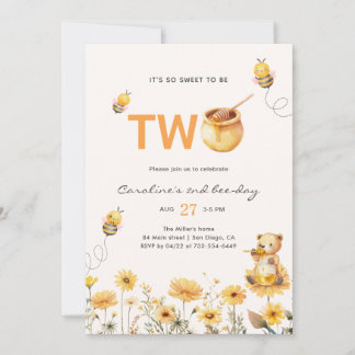 Honey Teddy Bear 2. Bear Day Floral Geburtstag Einladung