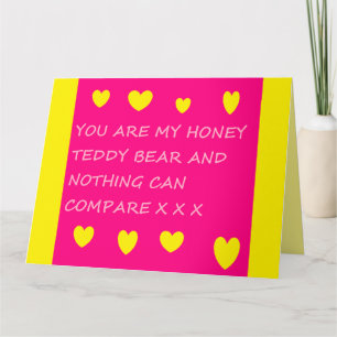 Honey Teddy Bear Logo-Nachricht auf rosa Karte