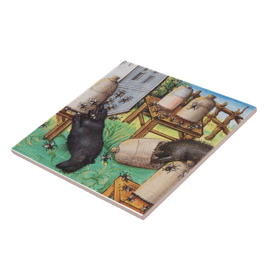 HONEY THIEF BEARS, BIES, BEE NIMMT mittelalterlich Fliese (Seite)