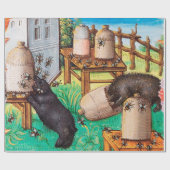 HONEY THIEF BEARS, BIES, BEE NIMMT mittelalterlich Geschenkpapier (Flach)