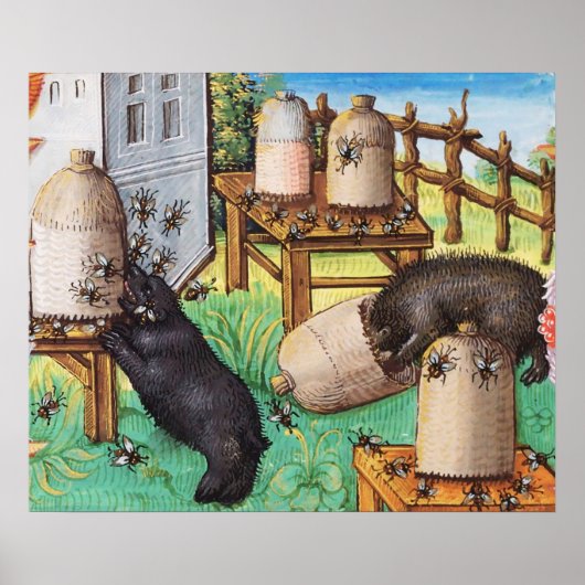 HONEY THIEF BEARS, BIES, BEE NIMMT mittelalterlich Poster (Vorne)