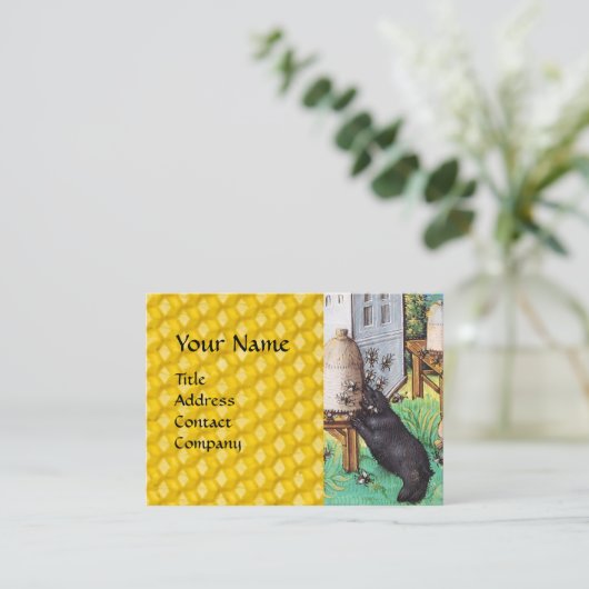 HONEY THIEF BEARS, BIES, BEE NIMMT mittelalterlich Visitenkarte (Stehend Vorderseite)