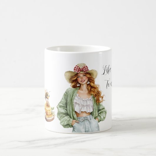 Honey to a Bee Redhead Hat Green Sweater Kaffeetasse (Mittel)