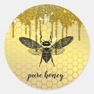 Honey Tropfens Gold Bee Seller Apiarist Vintag Runder Aufkleber