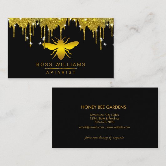 Honey Tropfens Gold Imitate Bee Glitzer Business C Visitenkarte (Vorne/Hinten)