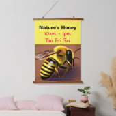 Honey Vendor Signage Wood Topped Wall Tapestry Wandteppich Mit Holzrahmen (Schlafzimmer)