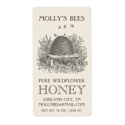 Honey Vintag Skep Shipping Label (Vorne)