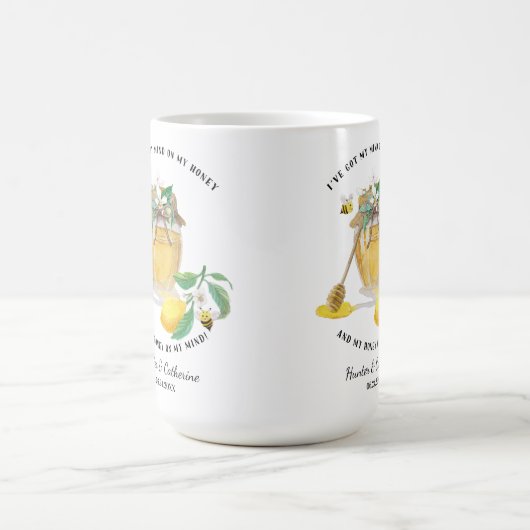 Honey w Cute Bees Lemon Floral n Foliage Kaffeetasse (Mittel)