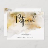 Honey Watercolor Postponement Hochzeitsankündigung Postkarte (Vorne/Hinten)