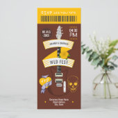 Honey Whiskey Rock ’n’ Roll Wedding Ticket Einladung (Stehend Vorderseite)