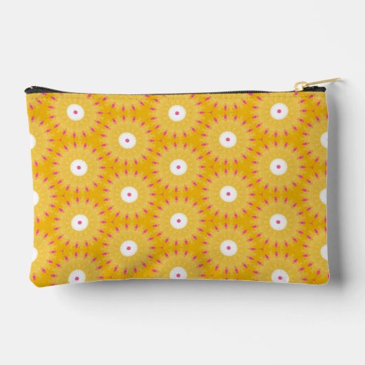 Honey Yellow Fuchsia Geometric Pattern Zubehörtasche (Rückseite)