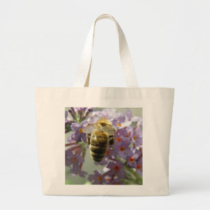 Honeybee and Buddleia Flowers Tote Bag Jumbo Stoffbeutel