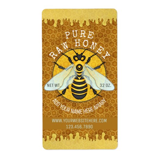 Honeybee Apiary Honey Jar Labels | Honigwabenbiene (Vorne)