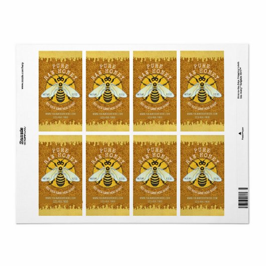 Honeybee Apiary Honey Jar Labels | Honigwabenbiene (Vorne)