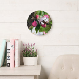 Honeybee & Apple Blossom | Fine Art Glass Clock Große Wanduhr