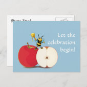 Honeybee Apple Rosh HaShana Postkarte (Vorne/Hinten)