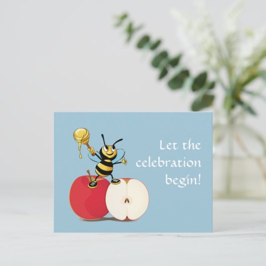 Honeybee Apple Rosh HaShana Postkarte (Stehend Vorderseite)
