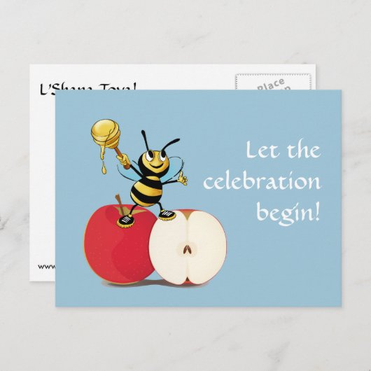 Honeybee Apple Rosh HaShana Postkarte (Vorne/Hinten)
