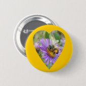 Honeybee auf Fall Asters Herz Button (Vorne & Hinten)
