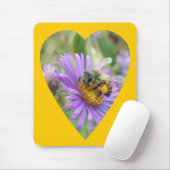 Honeybee auf Fall Asters Herz Mousepad (Mit Mouse)