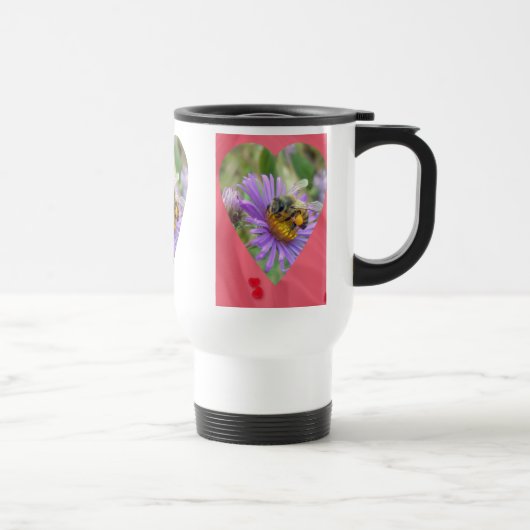 Honeybee auf Fall Asters Herz Reisebecher (Rechts)