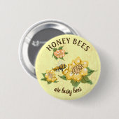 Honeybee Bee Honeycomb Blume Button (Vorne & Hinten)