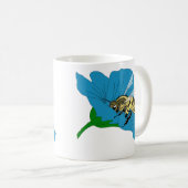 Honeybee Blue Blume Illustration Kaffeetasse (VorderseiteRechts)