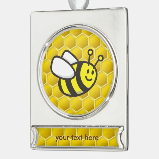 Honeybee-Cartoon Banner-Ornament Silber (Links)