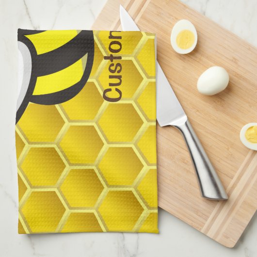 Honeybee-Cartoon Geschirrtuch (Viertel Falte)