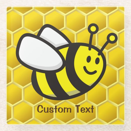 Honeybee-Cartoon Glasuntersetzer (Vorderseite)