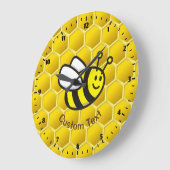 Honeybee-Cartoon Große Wanduhr (Winkel)