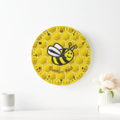 Honeybee-Cartoon Große Wanduhr (Zuhause)