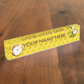 Honeybee-Cartoon Namensplakette (Seite)