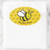 Honeybee-Cartoon Ovaler Aufkleber (Tasche)