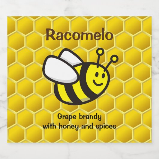 Honeybee Cartoon Racomelo Label Alkoholflaschenetikett (Einzelnes Label)