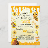 Honeybee Einladung zum 1. Geburtstag (Vorne/Hinten)