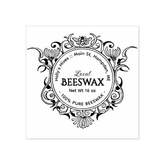 Honeybee Frame Local BEESWAX Gummistempel (Prägung)