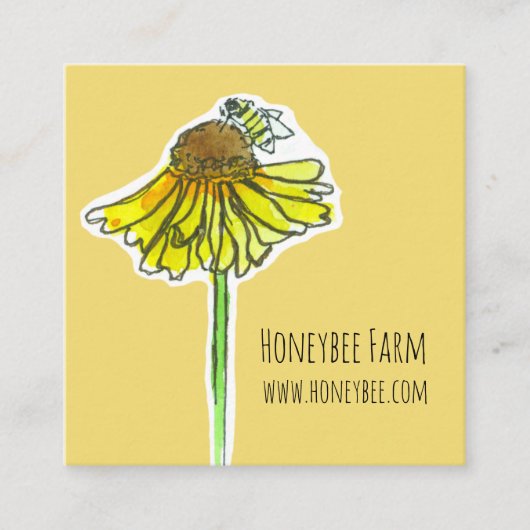 Honeybee Gelbe Wildblume Seife Kerzen Honeycomb Quadratische Visitenkarte (Vorderseite)